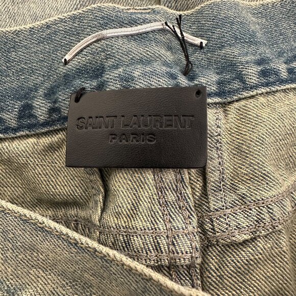 Saint Laurent D02 M/SK-LW Distress Straight Leg Mid Rise Jeans Light Blue Sz 30 - Picture 10 of 14